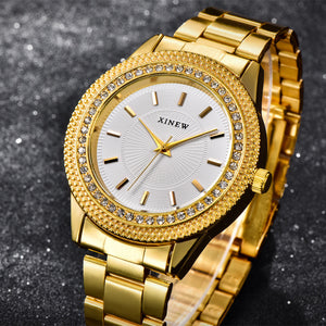 Luxury Women's Girl's Crystal Stainless Steel Quartz Analog Wrist Watch