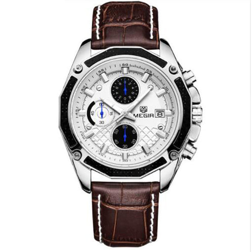 Men Watches Fashion Genuine Leather Chronograph Watch Clock