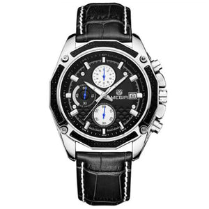 Men Watches Fashion Genuine Leather Chronograph Watch Clock